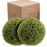 MilleLoom 17.3' Artificial Topiary Plant Balls Set of 2, Faux Greenery Balls Hanging Grass Ball for Home Wedding Decor Green