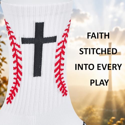 Image of Meudid 3 Pairs Baseball Cross Socks for Senior Night Gift Men Women US 6-13