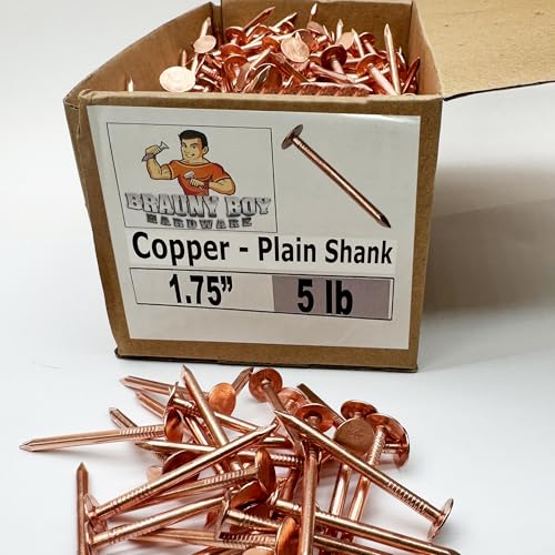 1.75” Copper Roofing Nails Premium Quality for Roofing, Flashing Qty (Approx 690 nails) - 5 lbs