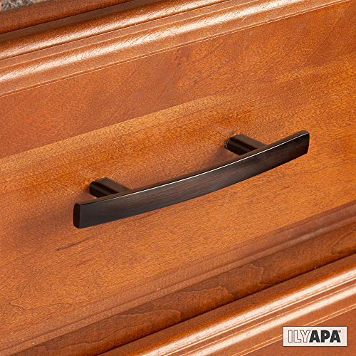 image for Ilyapa Oil Rubbed Bronze Kitchen Cabinet Handles - 3 Inch Curved Bar P