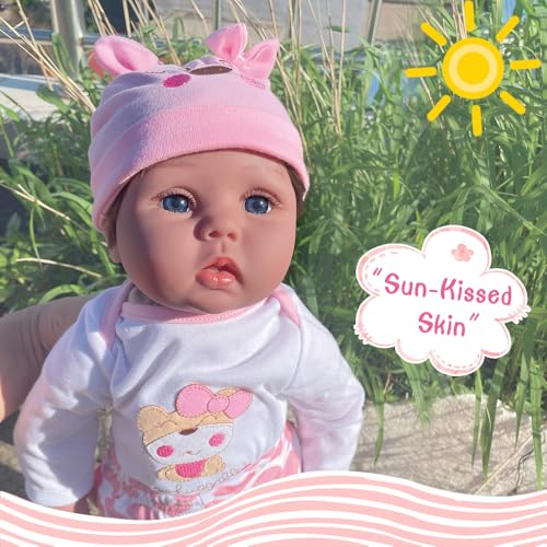 WOOZHI MagicTan UV-Reaktive Reborn Puppe 55cm - Sonnenempfindliche Baby Puppe mit Farbwechsel-Haut, Weiches Silikon, Sofort Bräunungseffekt, Neugeborene Puppe Realistisches Spielzeug für Mädchen – Bild 5