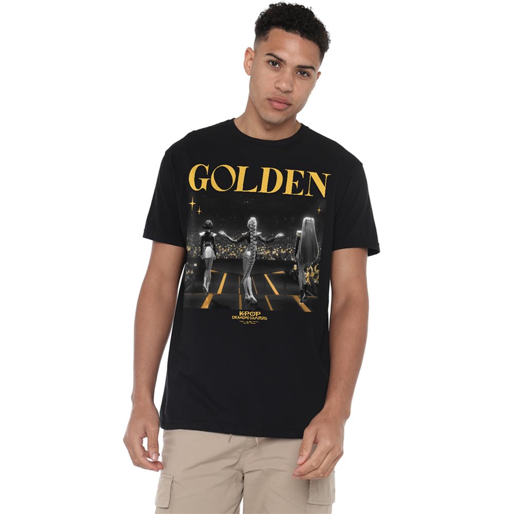 Kpop Demon Hunters Huntrix Golden Stage Unisex T Shirt, Black, XXXX-Large