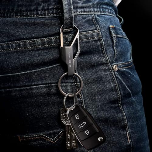 Image of Techpro Stainless Steel Keychain Heavy Duty Car Keychain for Men and Women | Proud Horse Black Hook