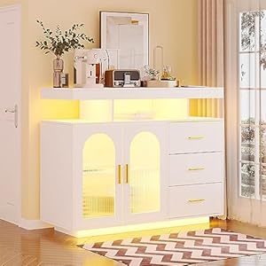 Lvifur Weißes Sideboard mit Kabelloser Ladestation