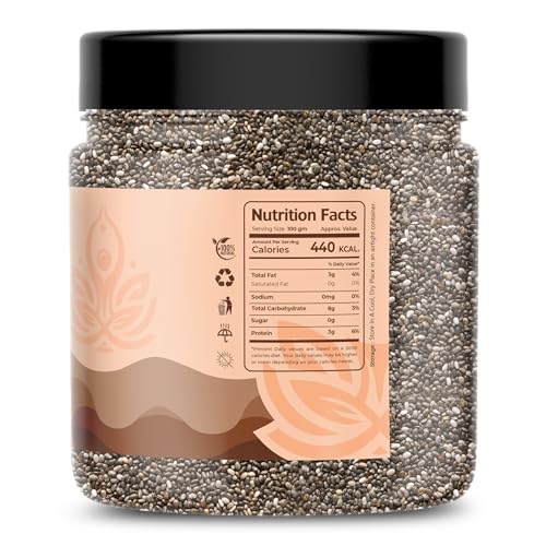 Image of Auravita Premium Chia Seeds 250 Gram | Rich in Calcium, Protein & Fibre | 100% Clean Chia Seeds for Eating | Antioxidant Rich Superfood for Smoothies, Salads & Baking