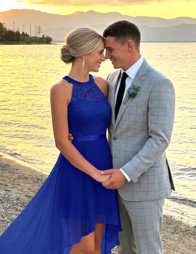 Image of Wedtrend Women's Semi Formal Dresses Halter Bridesmaid Dresses Wedding Guest Dress High Low Prom Dress