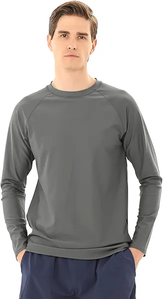 Men's Swim Shirts Rash Guard Long Sleeve UPF 50+ Sun Protection Quick Dry Compression Surf Shirt