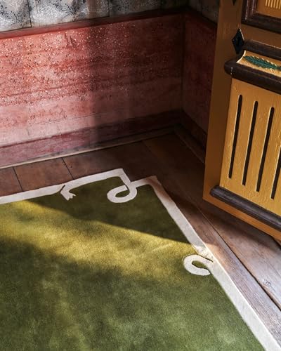 Image of Hand-Tufted Wool Carpet for Hall 4x6 feet Green Anti-Skid High Pile Thick Carpet & Rugs for Living Room & Hall