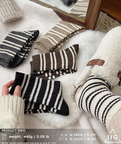 Image of IIG 5 Pairs Women's Vintage Style Thick Wool Warm Winter Crew Socks