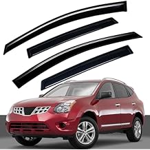 Lightronic Extra Durable Outside-Mount Auto Vent Window Visor, Fits 2009-2013 Nissan Rogue, 2014-2015 Rogue Select, UV Protection Rain Guard, Original Wind Deflector, No-Drilling, Dark Smoke, 4-Pcs