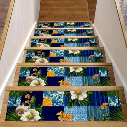 Tapis d'escalier antidérapants patchwork tropical pour sécuriser votre foyer