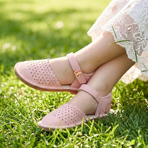 Image of THEE BRON Toddler Girls Espadrilles Sandals Hollow Out Rustic Dress Shoes