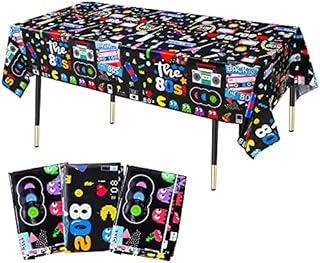 KRUCE 3 Pack 80s Party Tablecloths,80s Plastic Table Cover,80s Hip Hop Theme Birthday Party Decorations,220*130cm