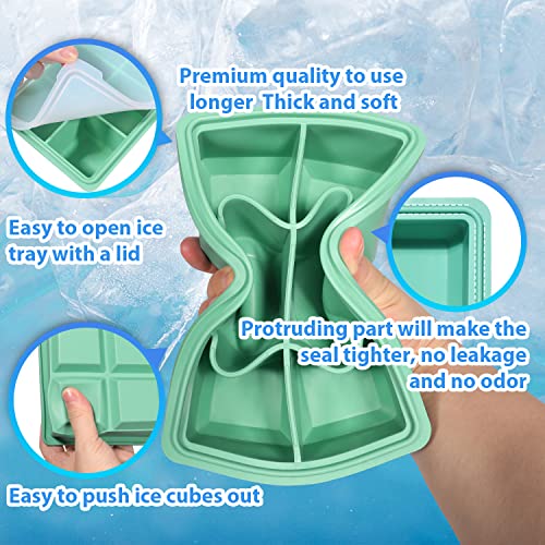 LessMo 3 Pezzi Vassoio per Cubetti di Ghiaccio, 18 Griglie, Grande Stampi per Ghiaccio in Silicone con Coperchio, Certificato LFGB, senza BPA, per Alimenti per Bambini, Cocktail, Whisky - immagine 4
