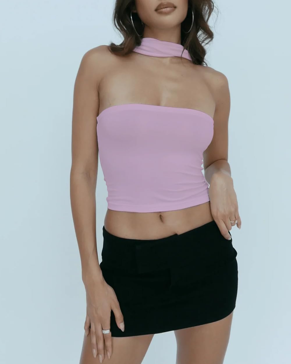 Women's Sexy Halter Tube Tank Crop Tops Strapless Slim Fitted Y2k Bandeau Top Off Shoulder Basic Cami Shirts - Image 2