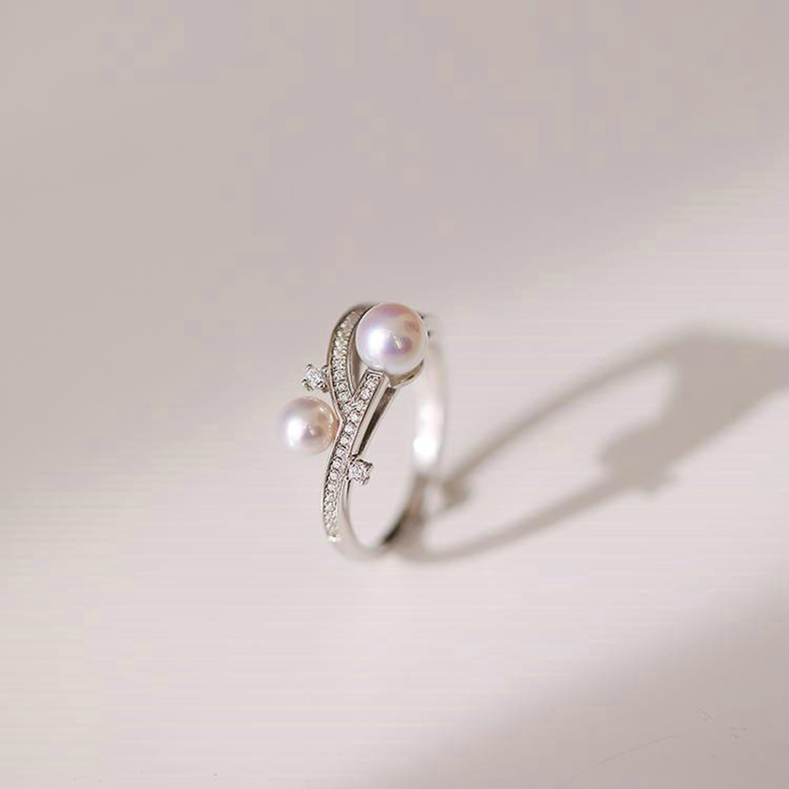 Anello di fidanzamento in oro bianco 9 K 14 K 18 carati con perla bianca