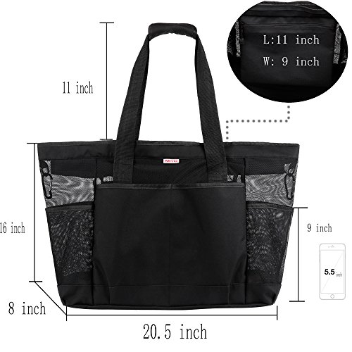 Mesh Beach Bag for Women -Extra Large Beach Tote Bag with 9 Oversized Pockets -Lightweight Market Grocery & Picnic Tote… - Image 3