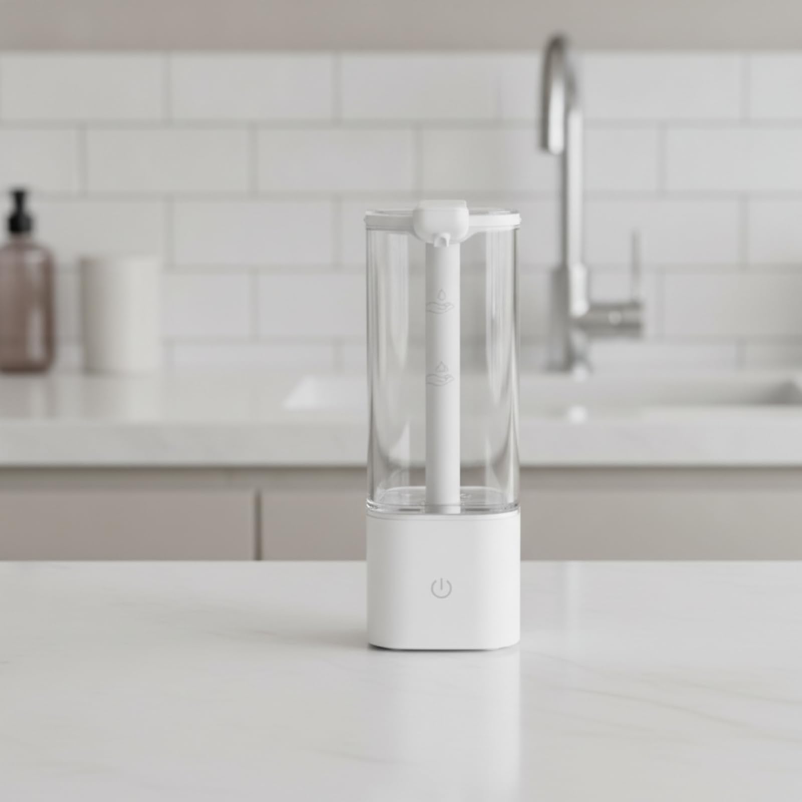 Dispenser Sapone Automatico Dosatore Erogatore Touchless Sensore di Movimento Serbatoio Trasparente 550ml Beccuccio, Bianco, style to 1