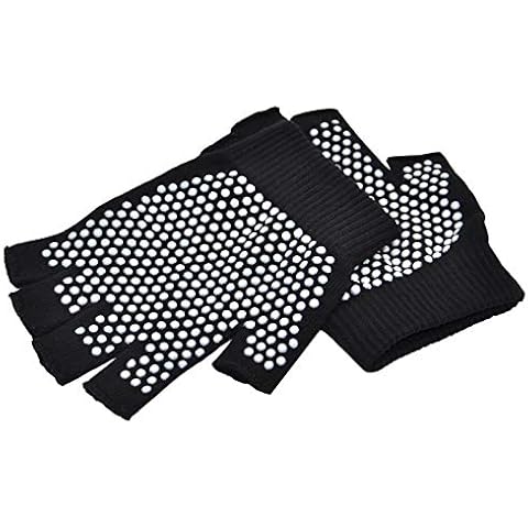 Non Slip Yoga Pilates Fingerless Exercise Grip Gloves with White Silicone Dots (1 Pair Gloves) Cover