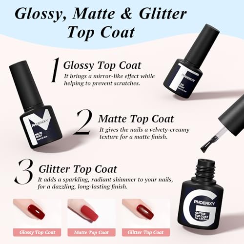 Phoenixy Gel Nail Polish Set, 40Pcs Gel Nail Kit with 48W U V Nail Lamp, 36 Colours Nails Polish with Base Top Matte Glitter Coat Manicure Kit Gifts for Women - Image 6