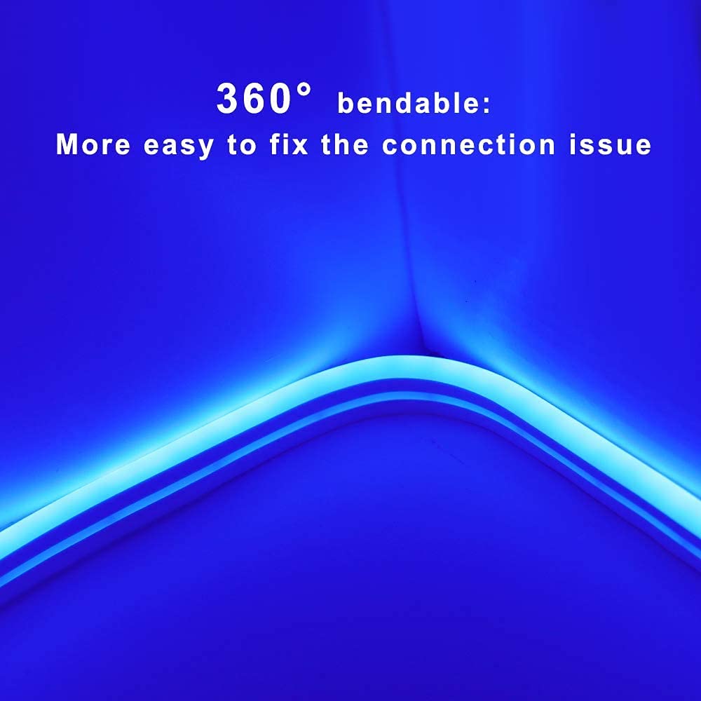 HEGEHE LED Blue Neon Rope Light, DC 5V 2835 120LEDs Waterproof Outdoor Silicone LED Strips,Indoor Flexible TV LED Backlight Light Strips with Touch Dimmer and Adapter for Party Christmas (1m/3.28ft)