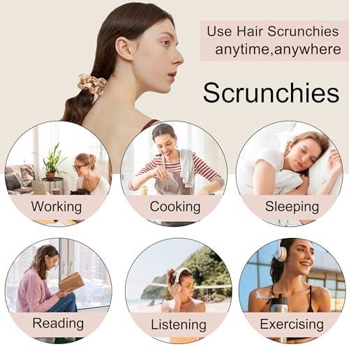 Image of Hair Ties Small Scrunchies for Women's Hair Scrunchies Both for Thick Hair or Thin Hair Curl Hair No Crease Ponytail Holder No Hurt Your Hair