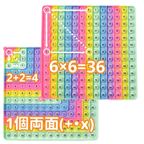 「TAETOE 知育玩具」 かずあそび 数遊び 早期教育 掛け算＆足し算（12×12＆12+12） ポップイット 男女兼用 子供・小学生向け計算教材 知育玩具 入園祝い 入学祝い 新学期 おもちゃ マカロンカラー（1個-両面印刷）の画像