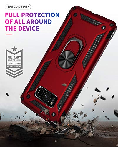 Samsung Galaxy S8 Plus Case With Hd Screen Protectors, Androgate Military-Grade Metal Ring Holder Kickstand 15Ft Drop Tested Shockproof Cover Case For Samsung Galaxy S8+ (2017) Red #TOP7