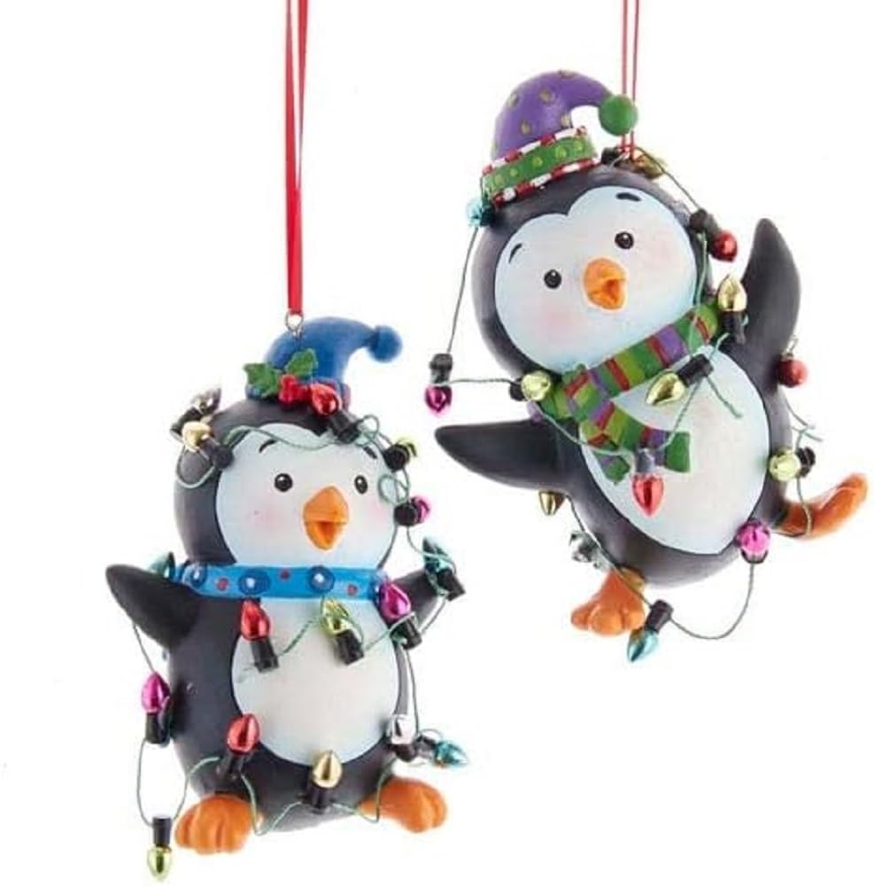 Pingouins avec lumières de Noël luminescents pour décoration de table intérieure