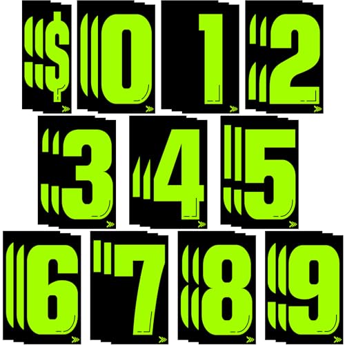 Image of Engrowtic 33 Pcs 7 1 /2 Vinyl Number Decals Large Chartreuse Windshield Pricing Stickers Car Dealership Supplies 0-9 Car Lot Pricing Numbers for Auto Vehicle Window