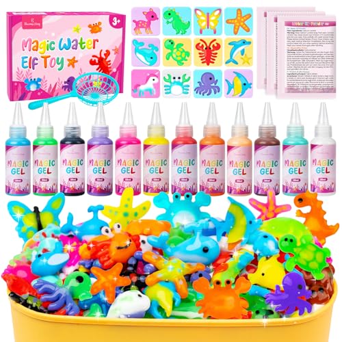 Eleanore's Diary Wasser Elf Kit, Magisches Wasser Gel Spielzeug, Kreativer magischer Elfen-Wasserspielzeug mit 12 Gel und 12 Formen, Wasser Malsets für Kinder 5 6 7 8 9 Jahre, Ostergeschenk für Kinder