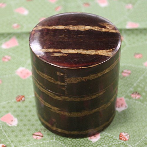 Kabazaiku Cherry Bark Tea Canister Flat 5.3oz Silver Lined Lid Japan