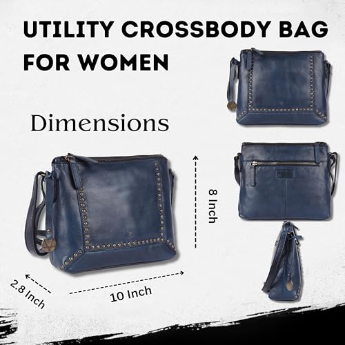 Image of Genuine Italian Leather Boho Studded Crossbody Sling Bag - Stylish, Durable, & Perfect for Everyday Use for women