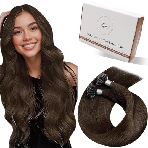 Hetto K Tip Hair Extensions Real Human Hair Medium Brown