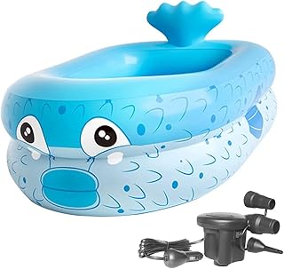 BDRKCC Nadmuchiwany basen, 140 * 120 * 35 cm brodzik basenowy dla dzieci niemowlę z pompką powietrzną na lato basen impreza gry zabawa (kolor: różowy) (kolor: niebieski)