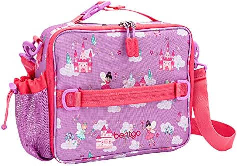 Bentgo® Kids Prints Lunch Bag - Double Insulated, Durable, Water-Resistant Fabric with Interior and Exterior Zippered Pockets and External Bottle Holder- Ideal for Children 3+ (Fairies)