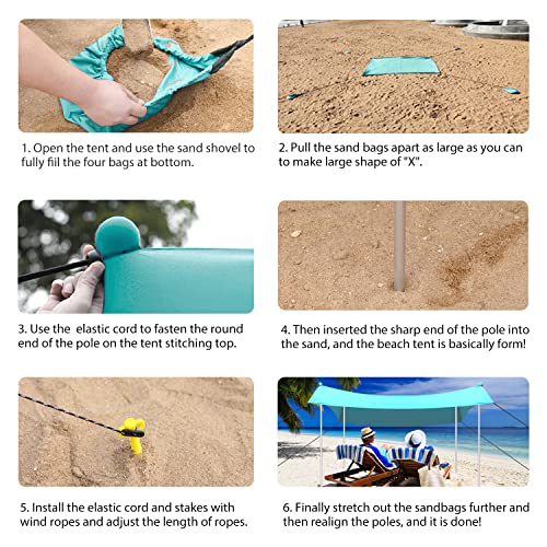 Mcadore Beach Tent Canopy Shade Upf50+ Portable Pop Up Sun Shelter With 4 Aluminum Poles, Anti-Wind Ropes And Carry Bag For Beach, Camping, Backyard And Picnics(10X10Ft) #TOP4