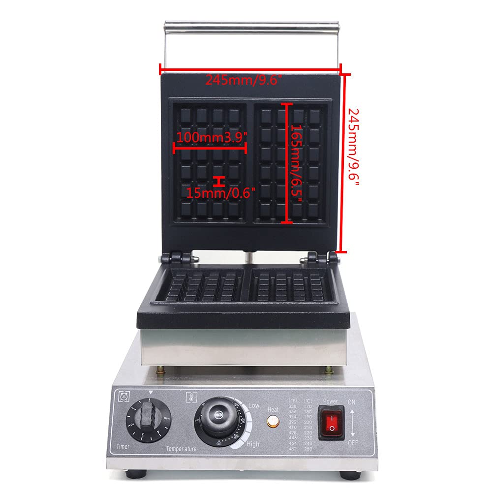 Gofres comerciales, 2 unidades, antiadherente, 1500 W, máquina de gofres eléctricos, 30 x 36 x 24,5 cm, con placas antiadherentes, para hornear deliciosos gofres