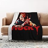 Qrtess Flannel Blanket Cozy Sherpa Chucky's Decorative Plush Blanket Gifts Funny Horror Character Quilt for Childs and Teens Travel/Camping/Bed/Sofa/Dorm Nap 50 * 30in