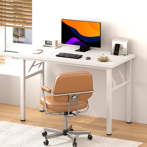 Image of DlandHome 39.4 Inch Small Folding Computer Desk for Home Office, White
