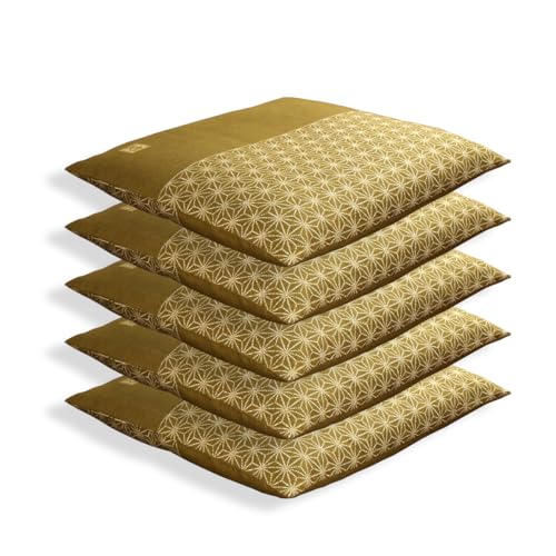 座布団カバー 5枚組 55 59 銘仙判 55×59cm 5枚セット 日本製 麻の葉 結 グリーン 和風