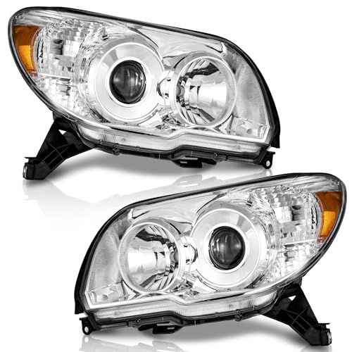 WEELMOTO Headlights for 2006-2009 Toyota 4Runner Projector Headlight Assembly Compatible with 06 2007 2008 09 4Runner Chrome Housing Amber Reflector Passenger and Driver Side