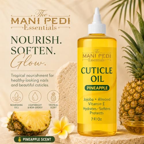 Image of Professional Cuticle Oil Refill - 207 /7 fl oz ml Bulk Pack with Precision Nozzle for Easy Refilling | Pineapple‑Scented Formula with Jojoba Oil, Sweet Almond Oil & Vitamin E | Home Nail Care.