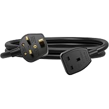 EnergyPro 1m Reinforced Extension Lead with 1 Socket   13A Flame-Retardant Power Strip, Pure Copper Wire, UK Safety Fuse, for Home Office Garden Travel   Black