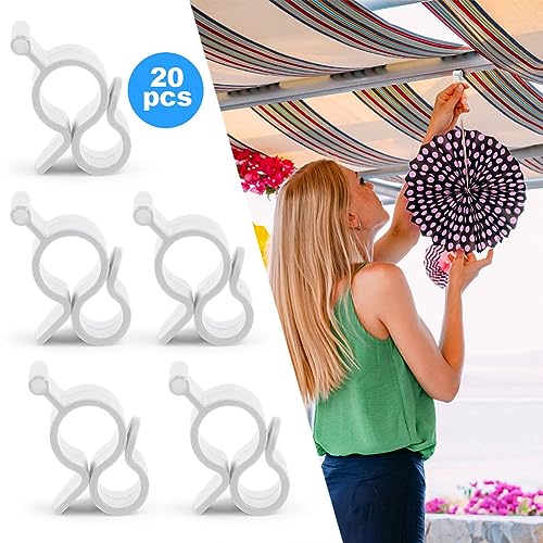 URAQT RV Awning Hooks, 20 PCS RV Awning Accessory Hangers, Camping Awning Hook, Piping Rail Accessories for Motorhome, Caravan, Christmas Party, Camping Tent, Indoor and Outdoor Decoration (B-White) - Image 7