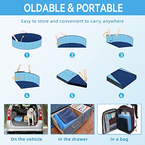 Uccy Foldable Dog Pools, Plastic Dog Swimming Pool With Sprinkler For Large Medium Small Pets Dogs & Kids Summer Outdoor Water Playing (L - 48''X12'', Blue) #TOP4