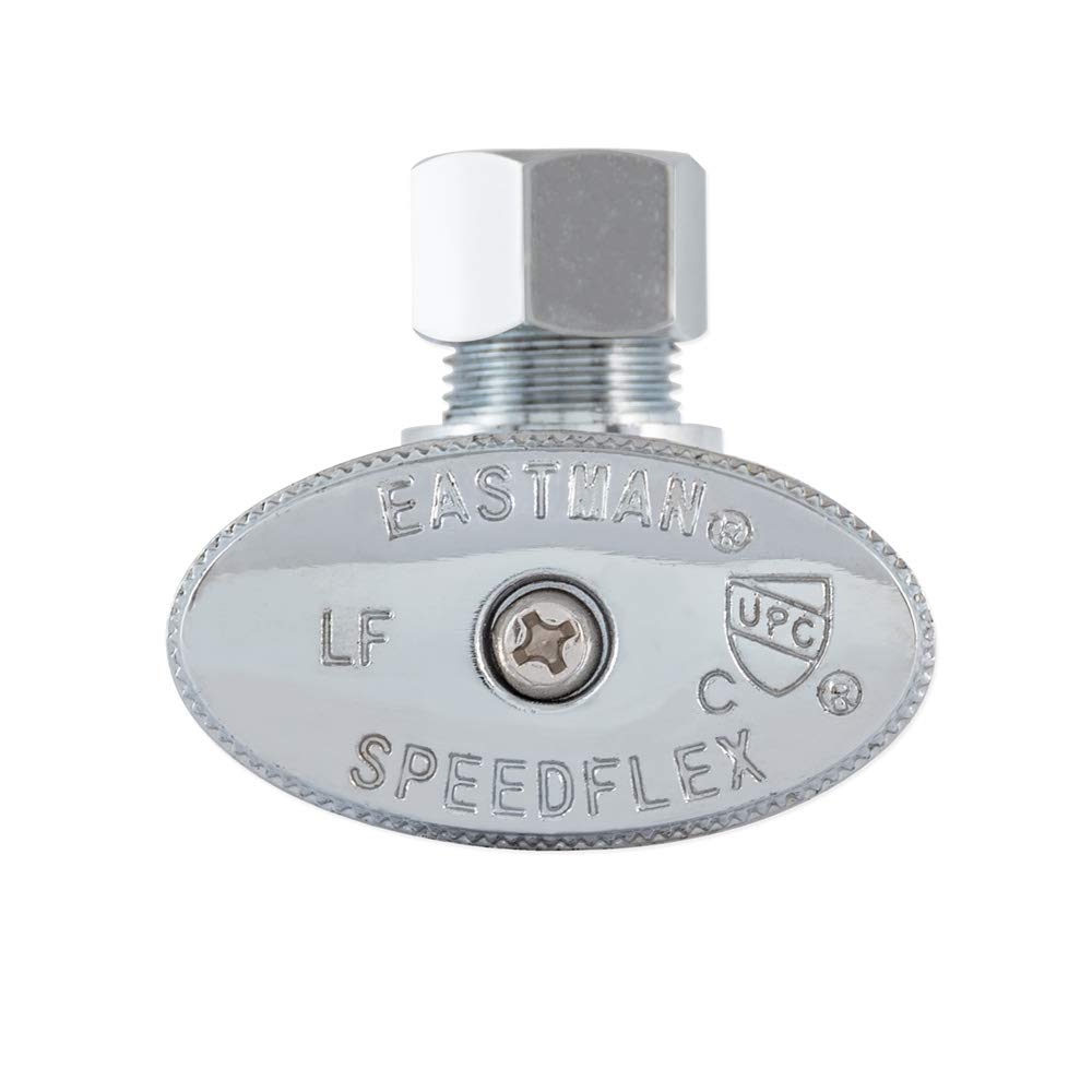 Eastman 1/4 Turn Angle Stop Valve - 3/8" OD X 1/2" PEX, Chrome Plated For Sink & Toilet Supply Lines - View #5
