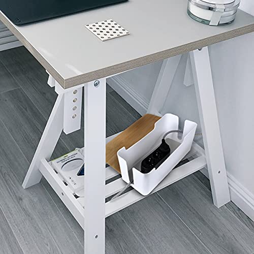 LogiLink KAB0075 Cable Box Medium (320 x 140 x 130 mm) White with Bamboo Lid - Image 2