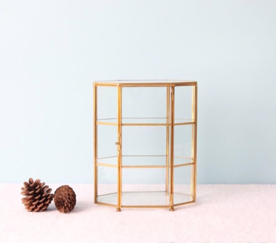 ABCD　送料込み　店舗什器　ガラス製5段棚　アンティークゴールドフレーム 482501ip.jpg