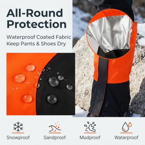 Image of GUSTAVE waterproof adjustable leg gaiters for gardening hiking lawn trimming yard work with coated fabric protection and full leg coverage